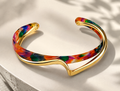 Wavy Resin Double Layer Open Bracelet