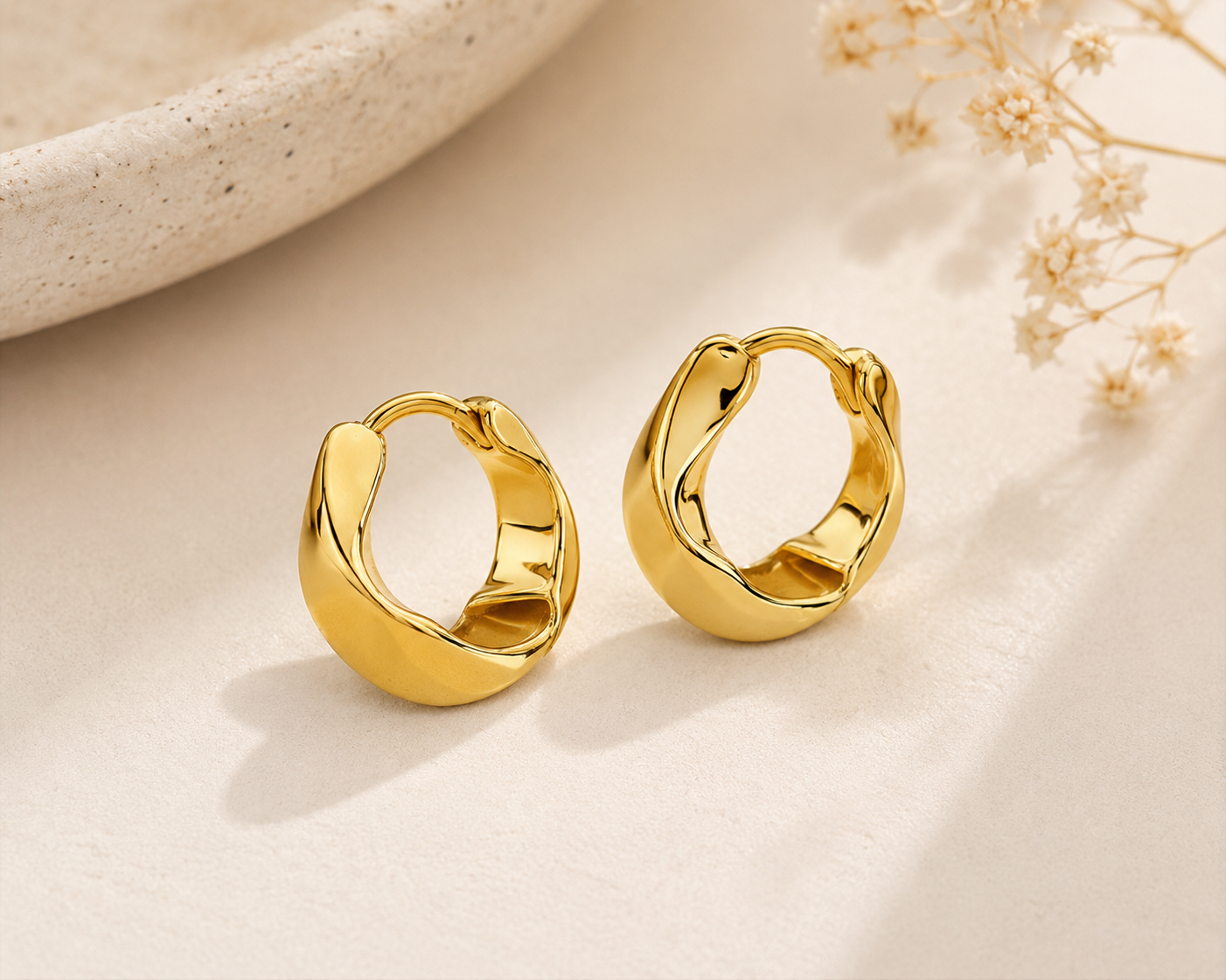 18K Gold-Plated Twisted Hoop Earrings
