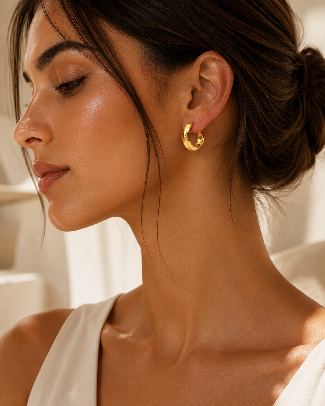 18K Gold-Plated Twisted Hoop Earrings